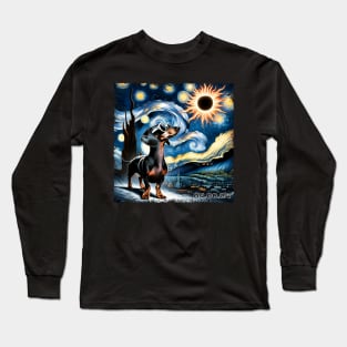 Dachshund Eclipse Expedition: Stylish Tee Featuring Spirited Wiener Dogs Long Sleeve T-Shirt